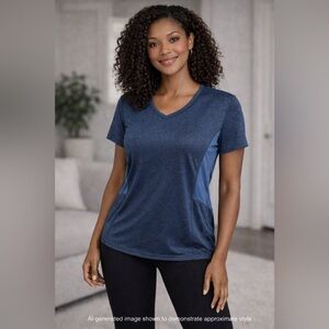 Blue Athletic Tee | V-Neck | Short Sleeve | Size L